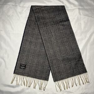 Christian Dior Monsieur Cashmaire 100% Acrylic Scarf 52” Fringe Herringbone Blue